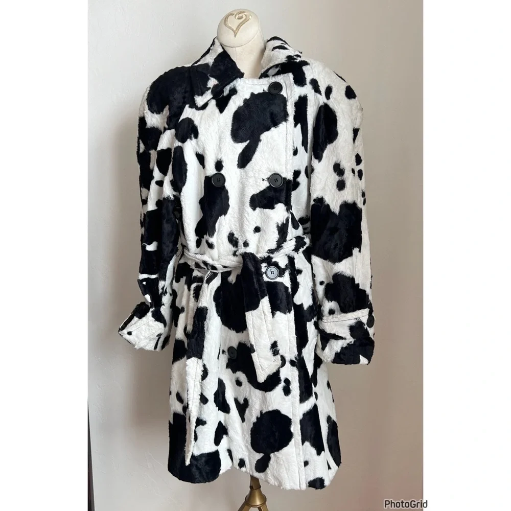 Vintage VTG Union Made Faux Fur Cow Print Coat
